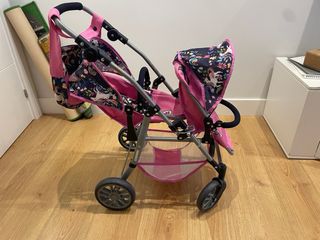 carrito gemelar, bolso cambiador y trona muñecas