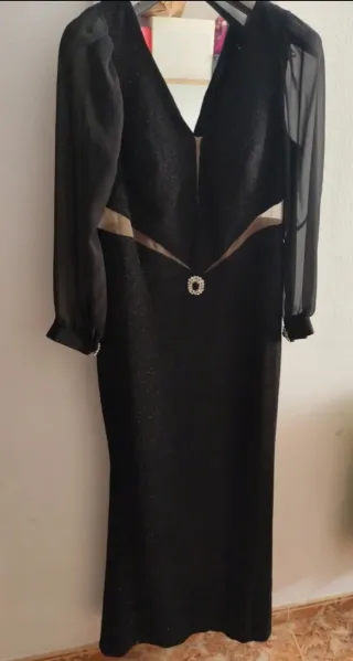 Vestido fiesta negro brillante