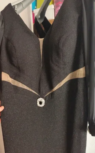 Vestido fiesta negro brillante