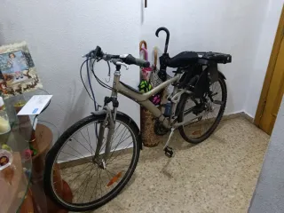 Bicicleta Decathlon con asiento infantil