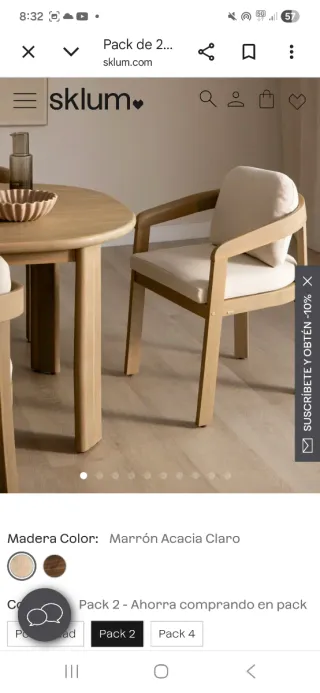 Sedie in legno massello di Acacia