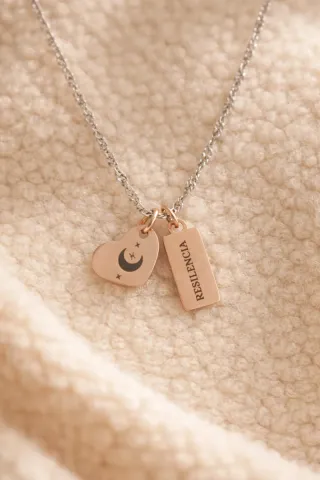 Collar Personalizado Doble medalla Oro Rosa