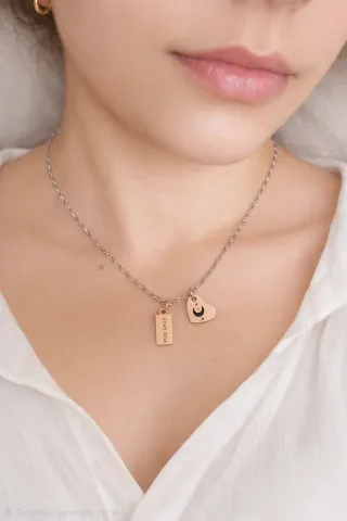 Collar Personalizado Doble medalla Oro Rosa