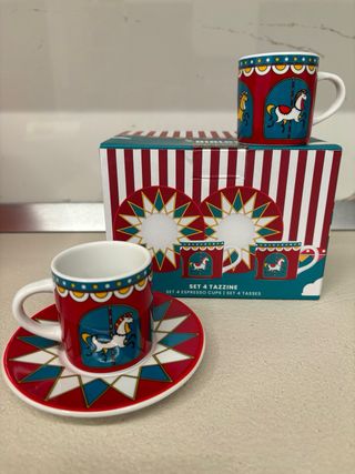 Set 4 Tazzine Ceramica Bialetti Carosello