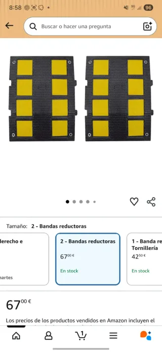 Banda reductora de velocidad con reflectantes