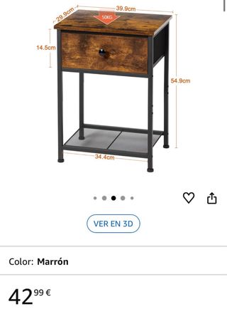 Mesita de noche blanca metal y madera