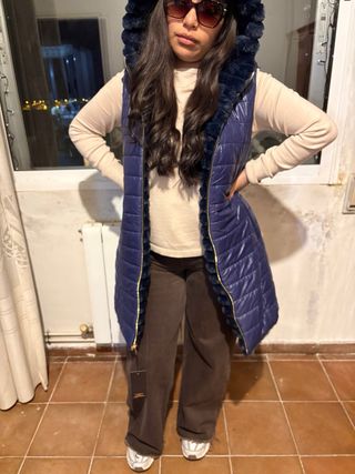 Chaleco suave azul. Talla s