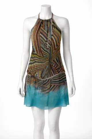 Vestido halter estampado multicolor