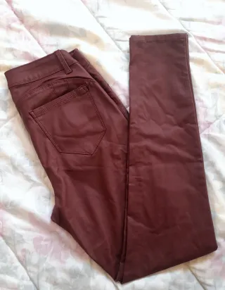 Pantalon mujer T-42 vaquero encerado burdeos