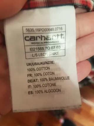 Camisa Carhartt cuadros manga larga XL