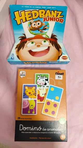 Lote 2 juegos mesa infantil Hedbanz Junior y Domin