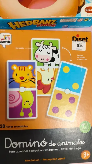 Lote 2 juegos mesa infantil Hedbanz Junior y Domin