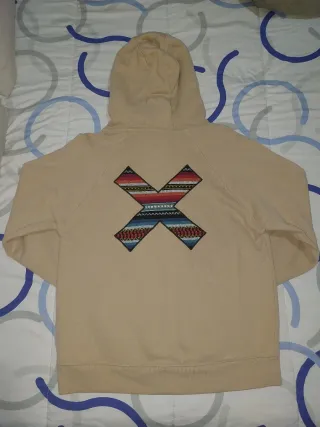 Sudadera Blue Banana Beige con Parche Multicolor