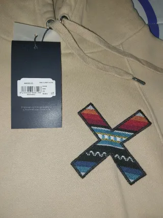 Sudadera Blue Banana Beige con Parche Multicolor