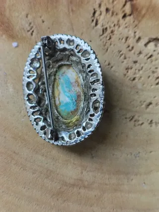 Spilla vintage etnica turchese argento