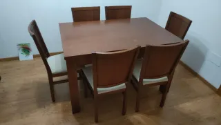 6 Sillas Comedor Madera Maciza Tapizadas
