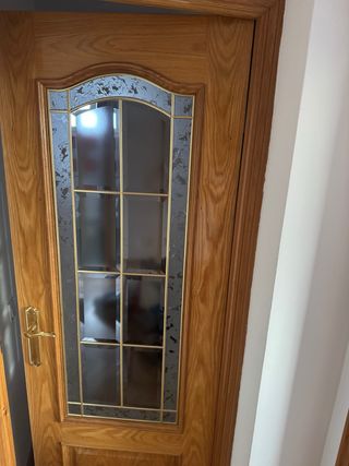Puerta doble roble maciza con cristales