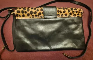 3 Bolso piel leopardo y negro, monedero y bolso
