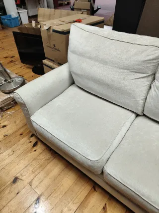 Conjunto de 2 sofás  2 plazas anchas tejido beige