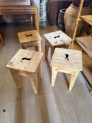 Taburetes de madera rústicos (4 unidades)