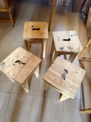 Taburetes de madera rústicos (4 unidades)