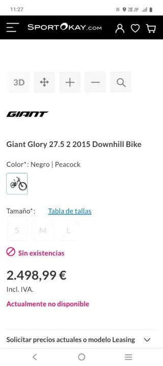 Bicicleta Giant Glory Descenso