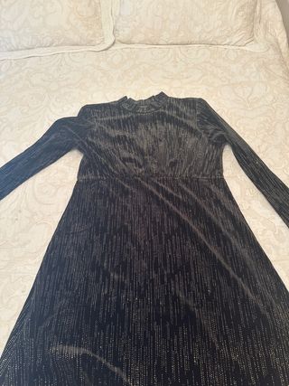 Vestido fiesta negro y dorado