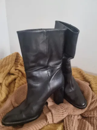 Botas de tacón negras Massimo Dutti