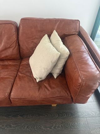 Sofá grande piel sintetica marrón