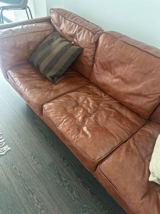 Sofá grande piel sintetica marrón