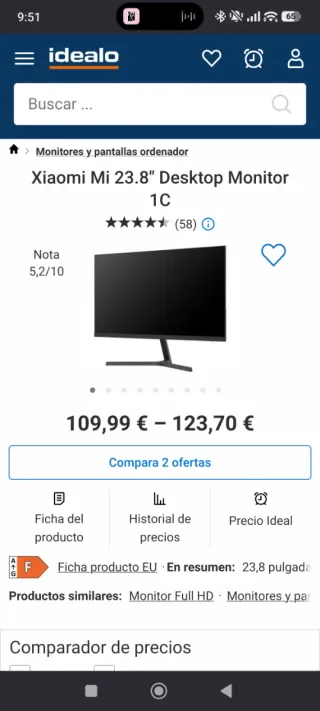 Pantalla PC / TV Negra