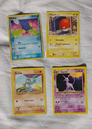 Carte Pokemon: Mudkip, Voltorb, Machop, Espeon