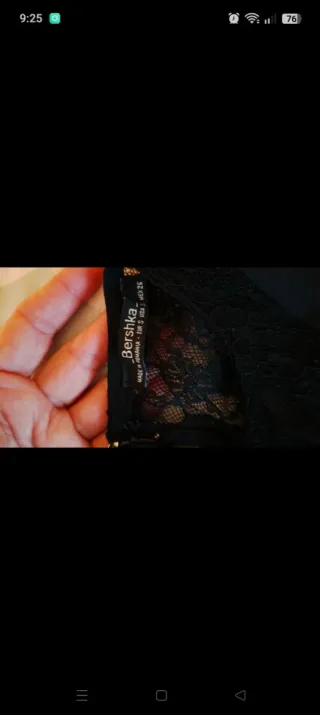 Camisa Bershka encaje negra Talla S