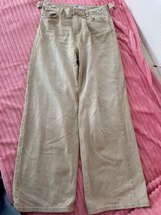 Pantalón ancho beige