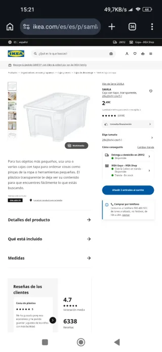 2 Cajas Almacenaje IKEA SAMLA Transparentes