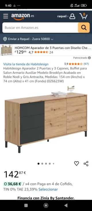 URGE Aparador salón madera y gris