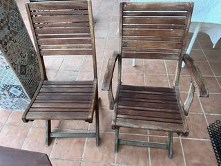 Conjunto mesa y 4 sillas exterior madera