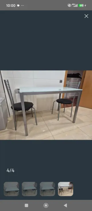 Mesa extensible cristal y aluminio