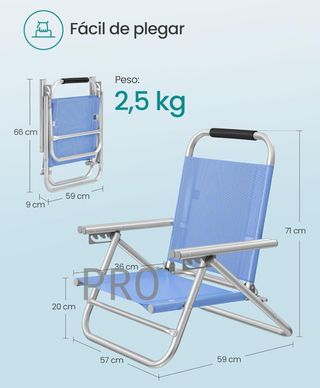 Silla de playa plegable portátil - Songmics
