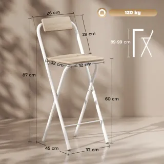 Juego de 2 Taburetes de Bar Plegables