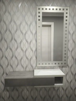 Recibidor Mueble y Espejo Gris Blanco