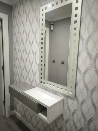 Recibidor Mueble y Espejo Gris Blanco