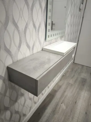 Recibidor Mueble y Espejo Gris Blanco