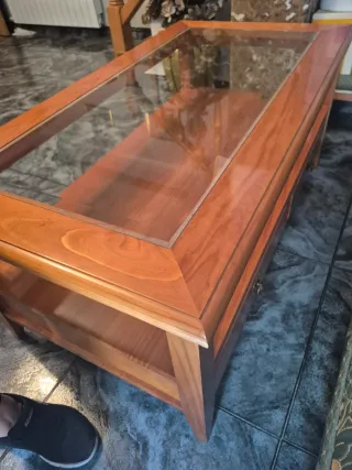 Mesa de centro madera y cristal