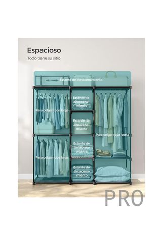 Perchero, Guardarropa, con Barras, Vestidor, tela