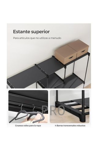 Perchero, Guardarropa, con Barras, Vestidor, tela