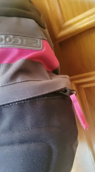 Chaqueta moto infantil gris y rosa