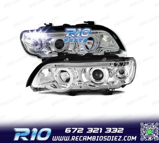 FAROS BMW X5 E53 99-03 OJOS ANGEL FONDO CROMO