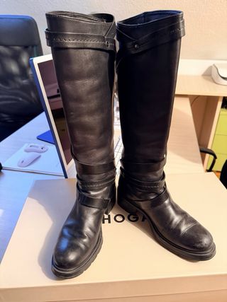 Hogan Stivali Rock Boot Strap Pelle Neri