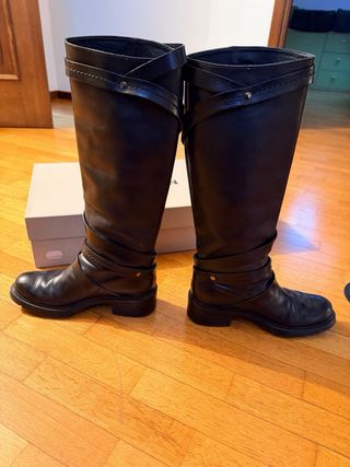 Hogan Stivali Rock Boot Strap Pelle Neri